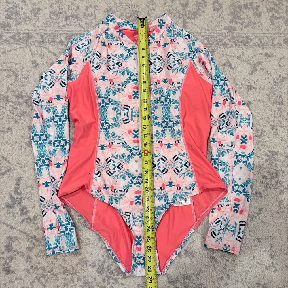 VSkins UPF 50+ Long Sleeve Zip Rash Guard One Piece XL Coral Pink Mermaidcore - Picture 6 of 8